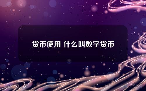 货币使用 什么叫数字货币怎么使用